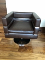 2 x chocolate leather chairs