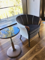 Glass and wood side table