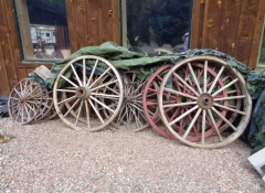 M 583 Wagon Wheels 53" Dia. $225 ea. Qty 5  Wagon Wheels 43" Dia. $195 ea. Qty 3  Wagon Wheels 34" Dia. $150 ea. Qty 2. Wagon Wheels. 31"Dia. $125 ea. Qty 2