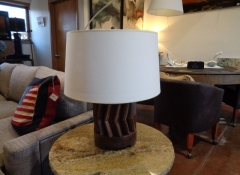 L 190 Wood Cog Wheel Lamp $150
