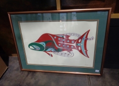 A 738 Salmon Song Serigraph by Berry Heksim 42"x30" $300