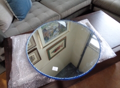 A 744 Blue Resin Drip Mirror 27" Dia. $395