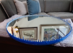 A 744 Blue Resin Drip Mirror 27" Dia. $395