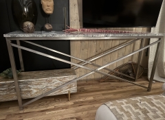 F 169 Stone Top Metal Console Table 7ft x 20in x 40in H $495
