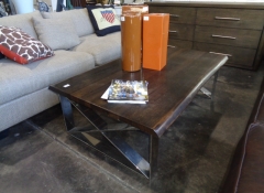 F 180 Wood & Chrome X Cocktail Table $350