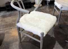 F 307 Set of 5 Wishbone Goat Hair Dining Chairs $950