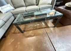 F 308 Western Steel & Glass Coffee Table $400